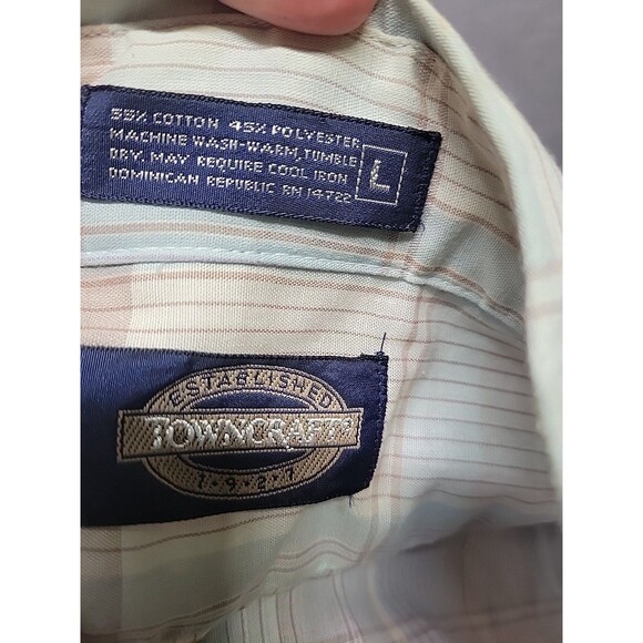 Retro‎ Vintage Towncraft JCPenney Blue Plaid Collared Buttonup Shirt L 70s - Picture 14 of 15